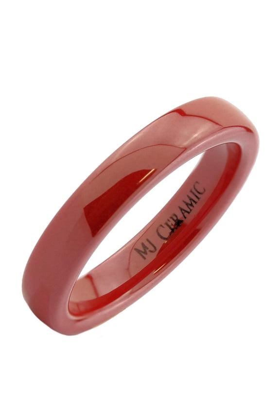 Classic Red Ceramic 4mm Wedding Band High Polish COMFORT FIT Ring Size 7