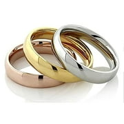 MJ Metals Jewelry Jewelry Mens / Womens 18k Gold Plated Polished Stainless Steel 4mm Wedding Ring Classic Half Dome Band Size 10