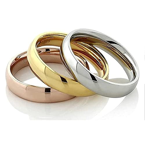 MJ Metals Jewelry Jewelry Men's / Women's 18k Gold Plated Polished Stainless Steel 4mm Wedding Ring Classic Half Dome Band Size 5