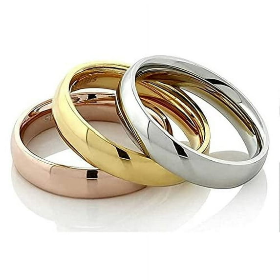 MJ Metals Jewelry Jewelry Men's / Women's Polished Stainless Steel 4mm Wedding Ring Classic Half Dome Band Size 9.5