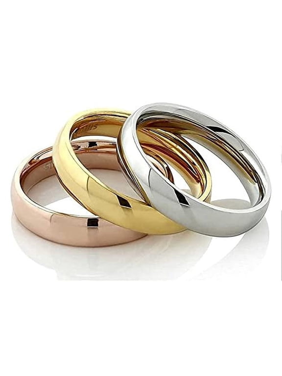 Jewelry Men's / Women's Polished Stainless Steel 4mm Wedding Ring Classic Half Dome Band Size 9