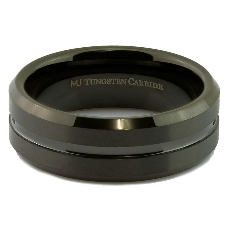 Size 10 925 Center Black store Toned Tungsten Band