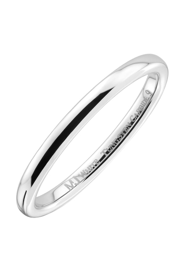 Men / Women White Tungsten Carbide 2mm Wedding Band Polished Classic Ring Size 4
