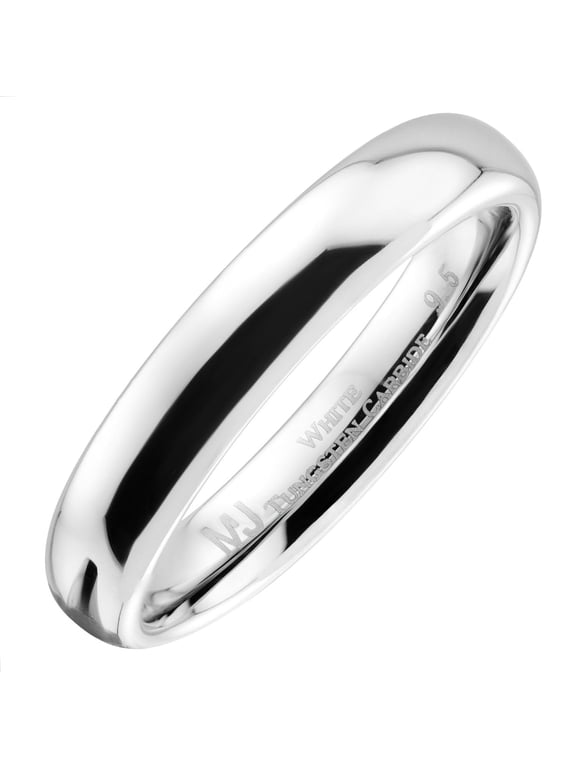 Men / Women White Tungsten Carbide 4mm Classic Polished Wedding Band Ring Size 6