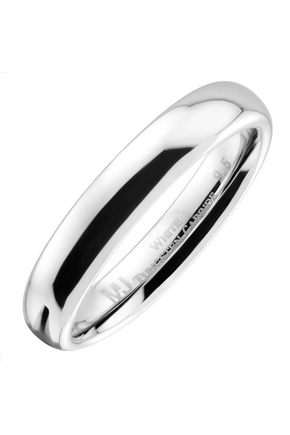Men / Women White Tungsten Carbide 4mm Classic Polished Wedding Band Ring Size 8