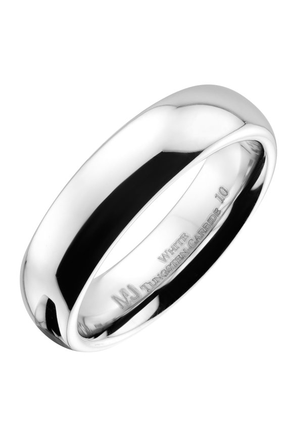 Men / Women White Tungsten Carbide 6mm Wedding Band Polished Classic Ring Size 5.5