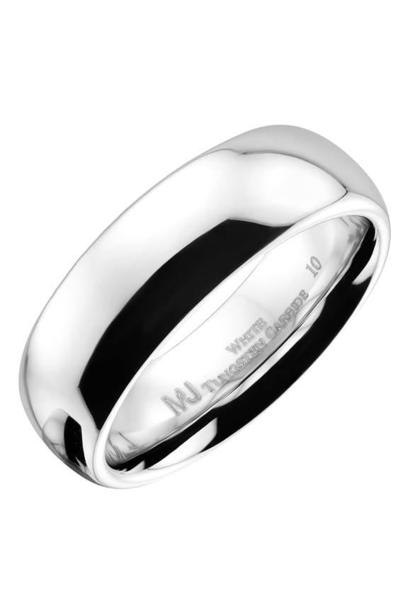 Men / Women White Tungsten Carbide 7mm Wedding Band Polished Classic Ring Size 6