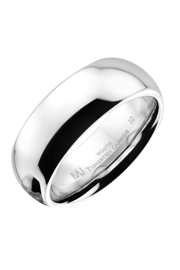 Men / Women White Tungsten Carbide 8mm Wedding Band Classic Polished Ring Size 15