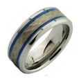 thumbnail image 1 of MJ Metals Jewelry Men's / Women's White Tungsten Carbide 8mm Hammered Center Blue Resin Striped Ring, 1 of 7