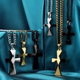 thumbnail image 1 of MJ Metals Jewelry Tungsten Carbide Large Black Plated Plated Cross Pendant Necklace 24" Stainless Steel Narrow Cuban Chain, 1 of 7
