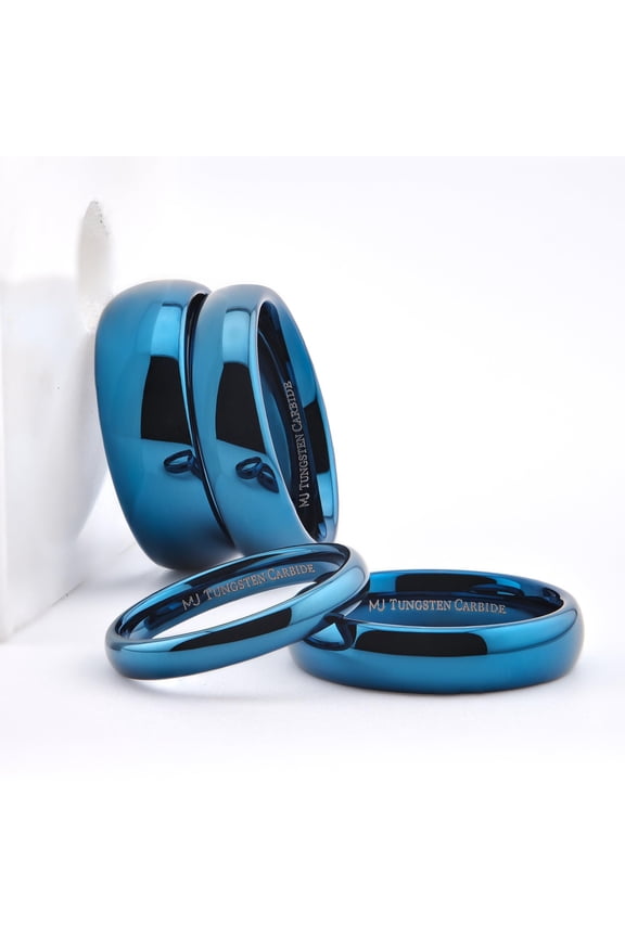 Unisex 3mm Blue Plated Inside and Outside Tungsten Carbide Wedding Ring Size 9