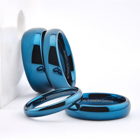 MJ Metals Jewelry Unisex 8mm Blue Plated Inside and Outside Tungsten Carbide Wedding Ring Size 12.5
