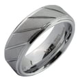 thumbnail image 1 of MJ Metals Jewelry Unisex Adult White Tungsten Carbide 8mm Sand Blasted/Diagonal Lines Ring Size 12, 1 of 7