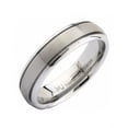 thumbnail image 1 of MJ Metals Jewelry Unisex Grooved White Tungsten Carbide Wedding Band Brushed Center 6mm Ring Size 8, 1 of 7
