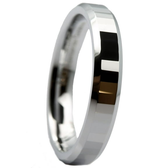 MJ Metals Jewelry Unisex White Tungsten Carbide 4mm Polished Center Tiled Wedding Band Ring Size 10