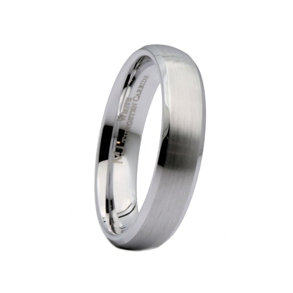 MJ Metals Jewelry Unisex White Tungsten Carbide 5mm Brushed Curved with Polished Edges Ring Size 10.5