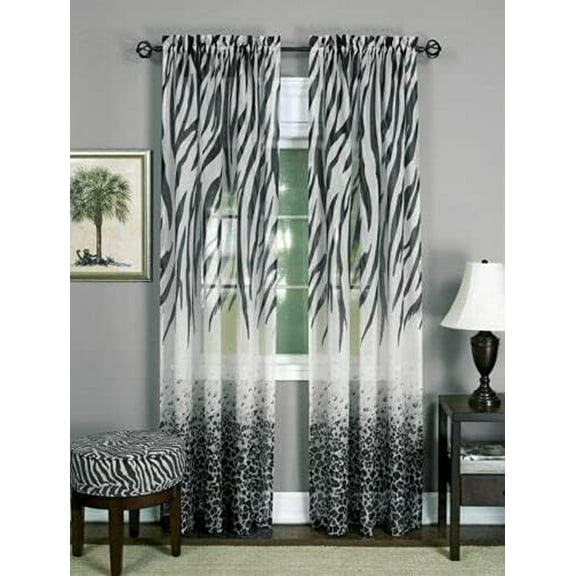 MJ2 1 Pc of Kenya Window Curtain Panel - 50x63 - Black/Multi