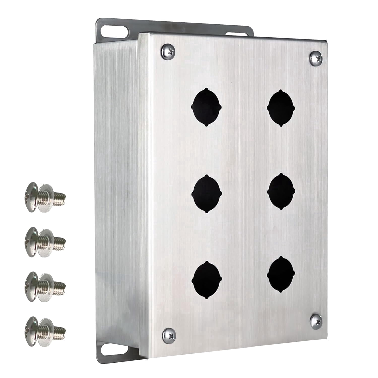 MJBOX 8x6x3 304 Stainless Steel Push Button Box - 6 Hole, IP66 Dustproof Waterproof, Indoor Outdoor Electrical Enclosure with Mounting Plate