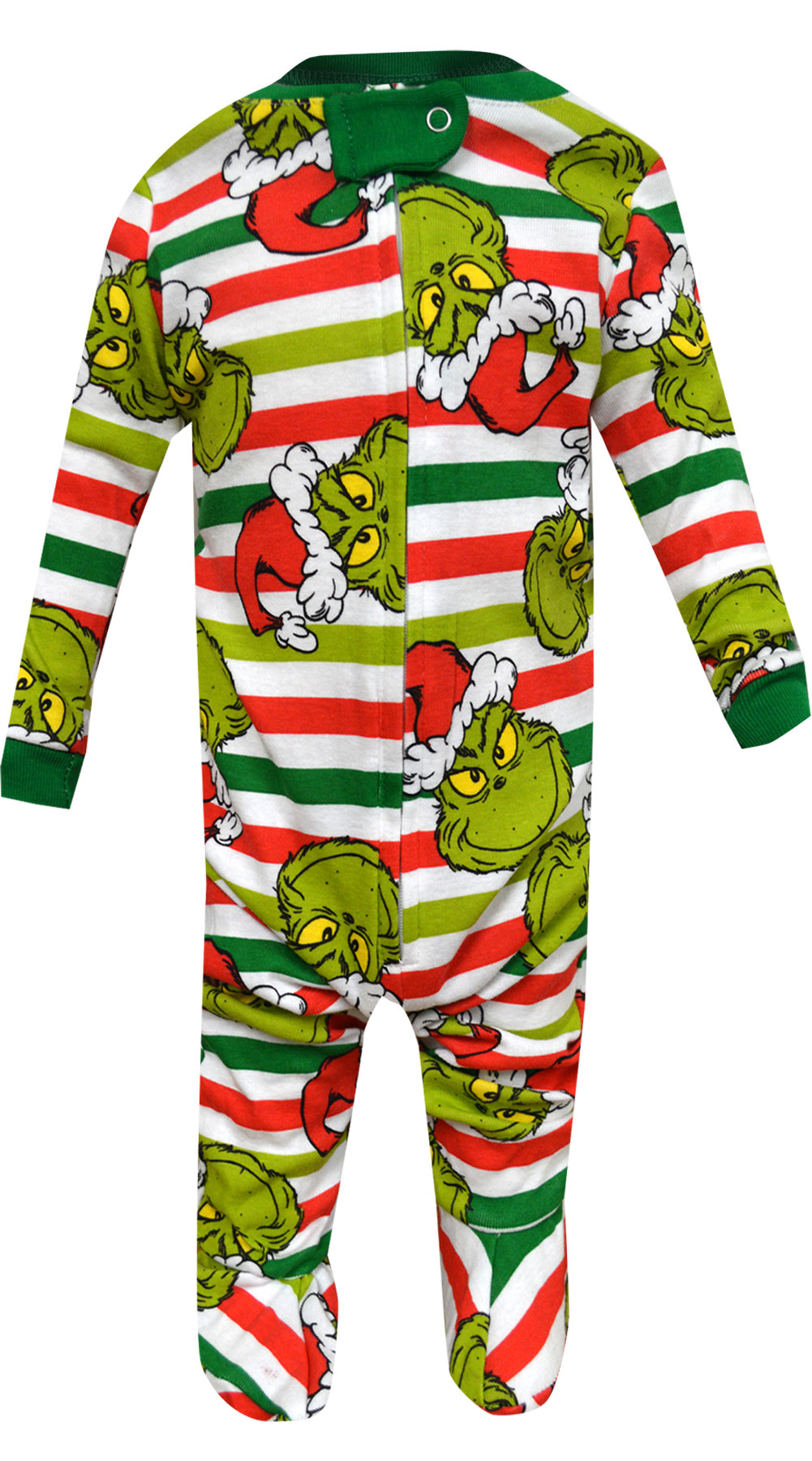 MJC Boys' Dr Seuss Grinch Festive Stripes Infant Onesie Pajama (12 mo