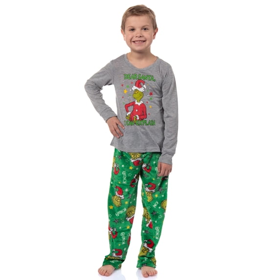 Dr. Seuss The Grinch Boys' Dear Santa, I Can Explain Kids Pajama Lounge Sleep Set