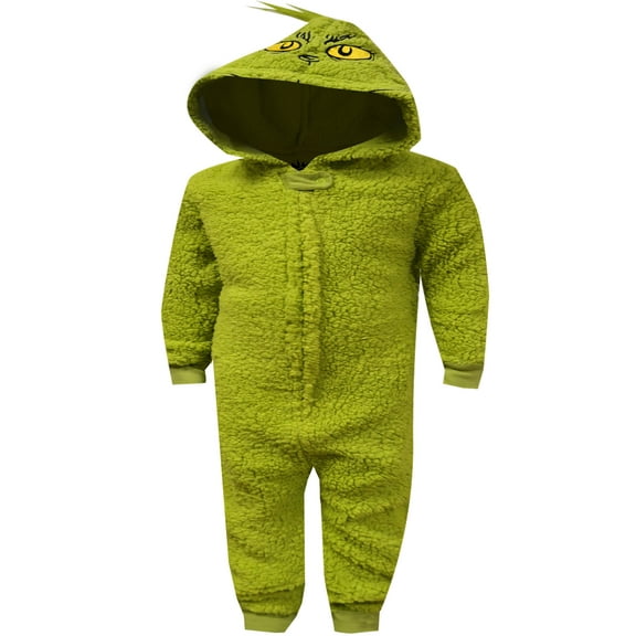 MJC Children Dr Seuss Unisex The Grinch Plush Sherpa Onesie Pajama (6)