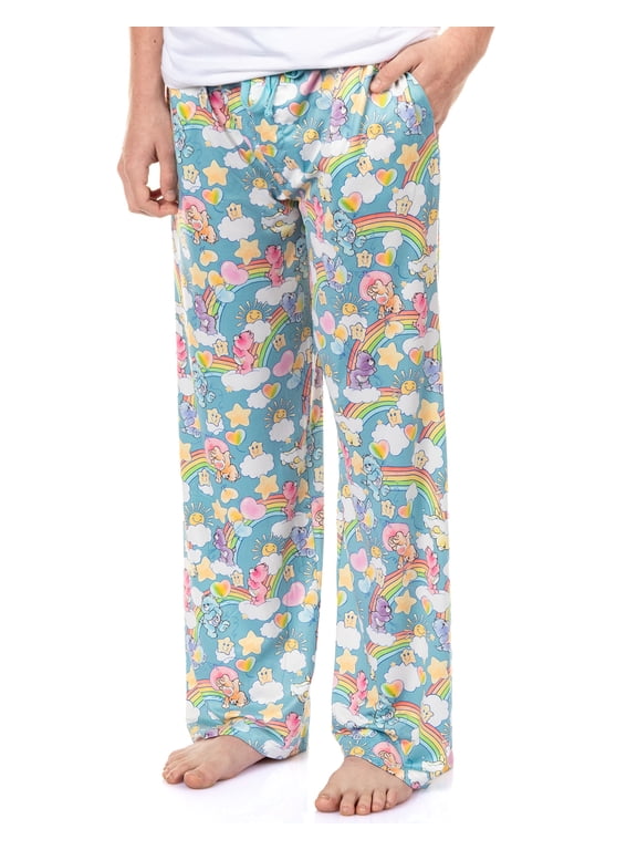 Care Bears Men's Retro 80's AOP Clouds Character Drawstring Elastic Waistband Side Pockets Lounge Sleep Pajama Pants
