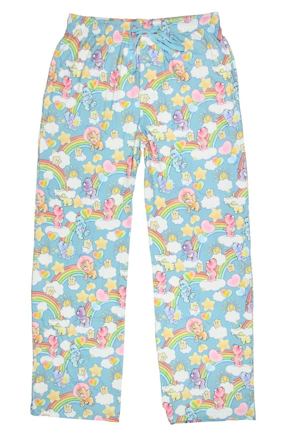 Care Bears Men's Retro 80's AOP Clouds Character Drawstring Elastic Waistband Side Pockets Lounge Sleep Pajama Pants