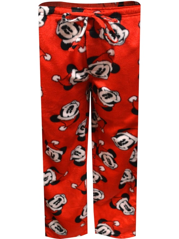 Mens Disney Mickey Mouse Santa Claus Minky Lounge Pants (Small)