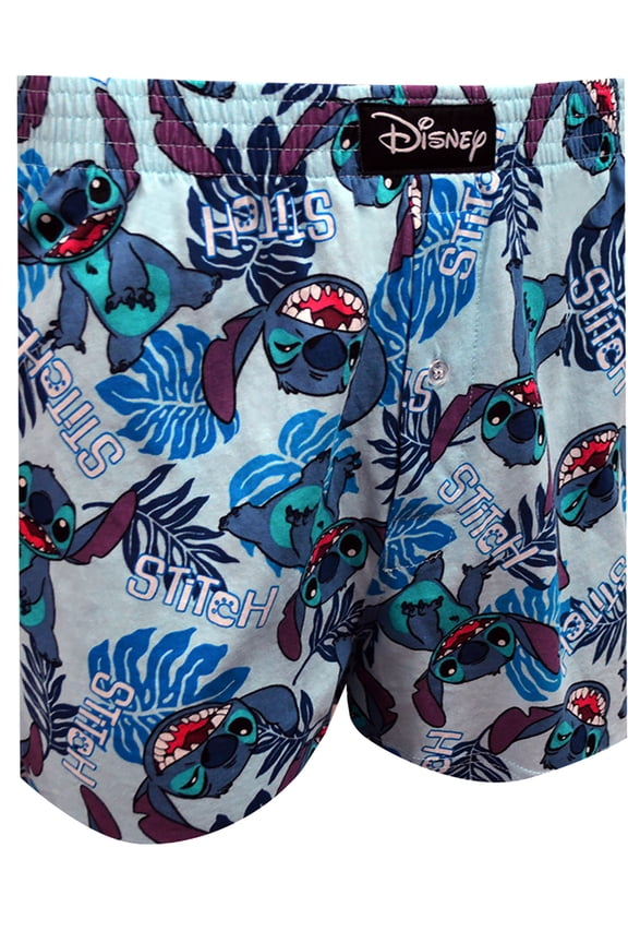 Mens Disney's Lilo and Stitch All-over Stitch Cotton Boxer Shorts (Large)