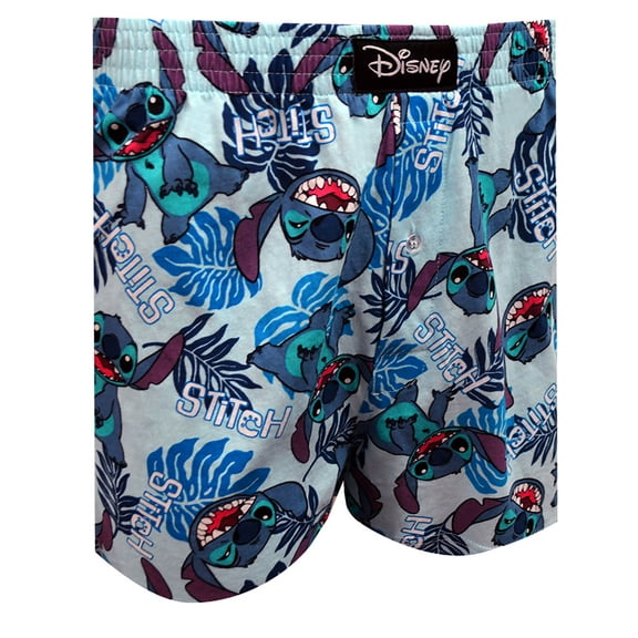 MJC Mens Disney's Lilo and Stitch All-over Stitch Cotton Boxer Shorts (Medium)