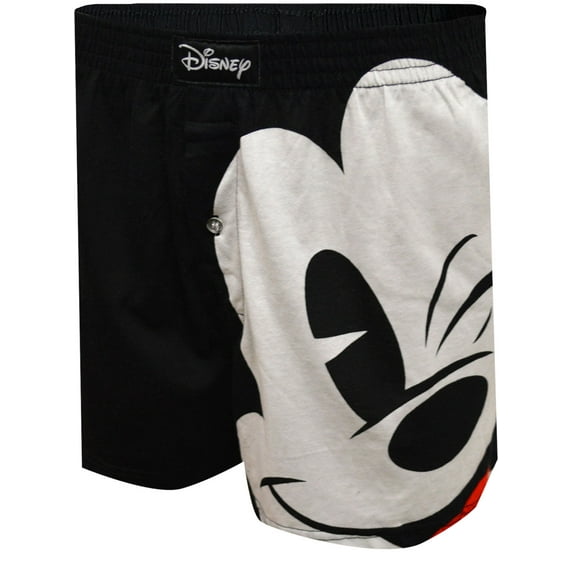 MJC Mens Disney's Mickey Mouse Big Wink Black Cotton Boxer Shorts