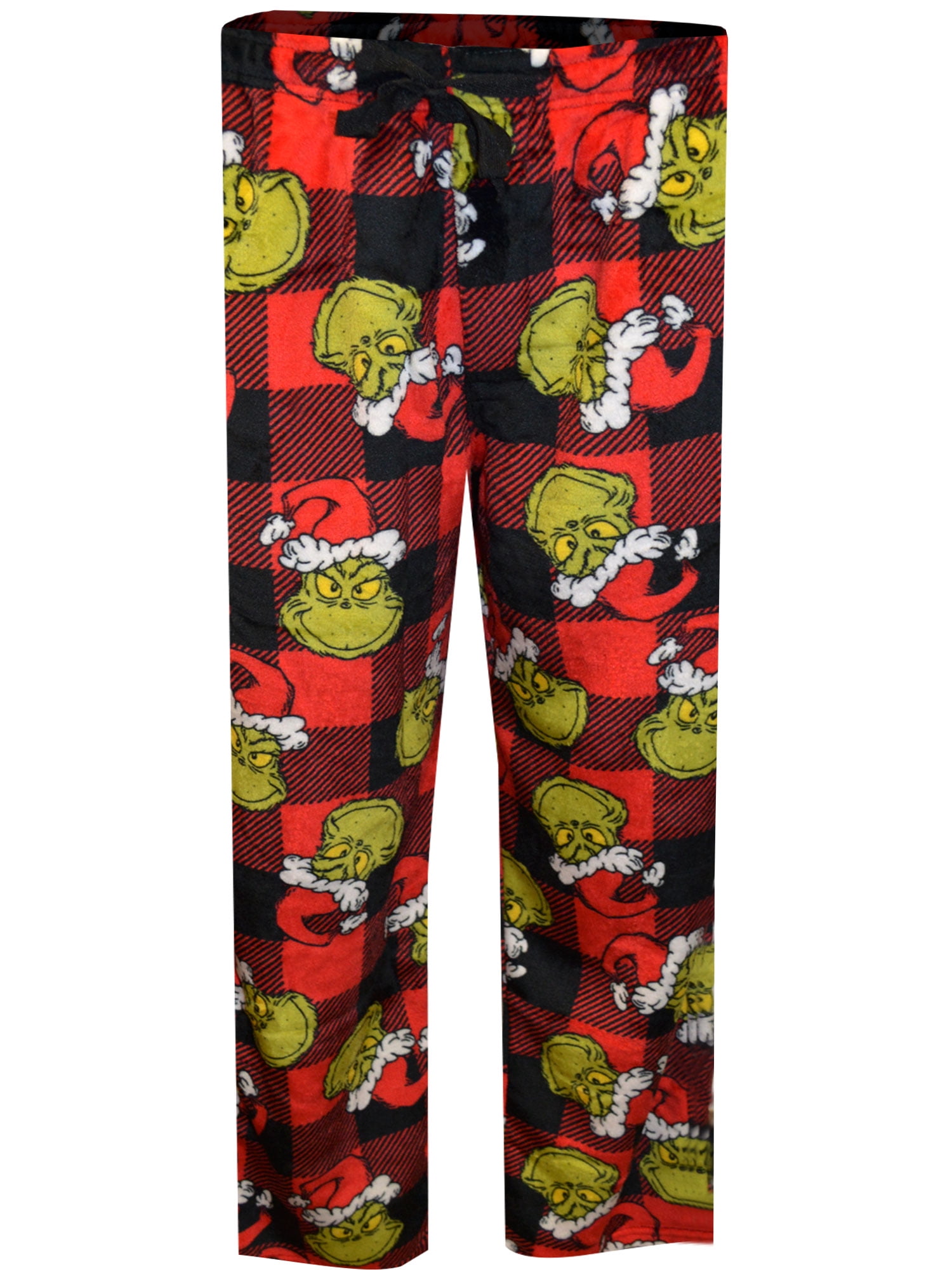 MJC Mens Dr. Seuss Grinch Classic Red and Black Buffalo Plaid Plush