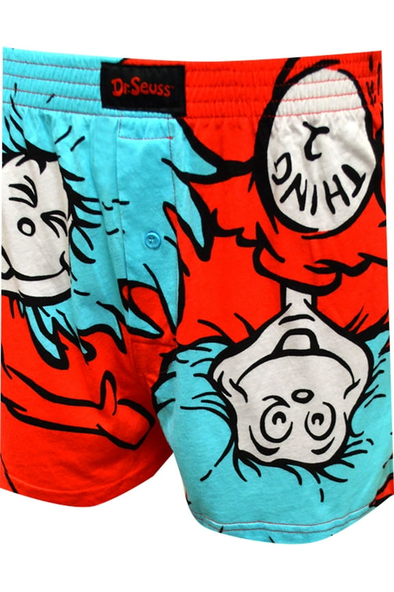 Mens Dr. Seuss Thing 1 and Thing 2 Boxer Shorts (Small)