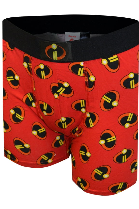 Mens Incredibles 2 Disney Pixar Mr Incredible All Over Logos Boxer Brief (Small)