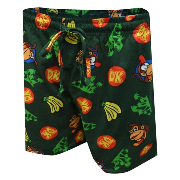 MJC Mens Nintendo Donkey Kong Black Cotton Lounge Shorts (Medium)