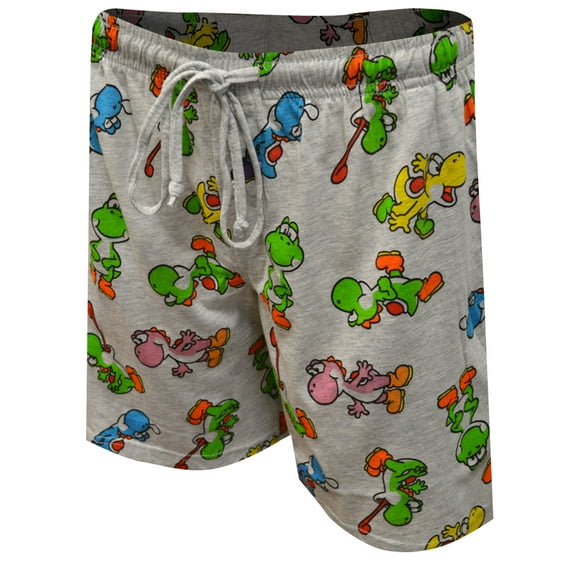 MJC Mens Nintendo Super Mario Brothers Many Colors of Yoshi Lounge Shorts (Large)