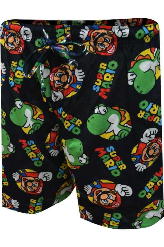 Mens Nintendo Super Mario Brothers Mario and Yoshi Lounge Shorts (Large)