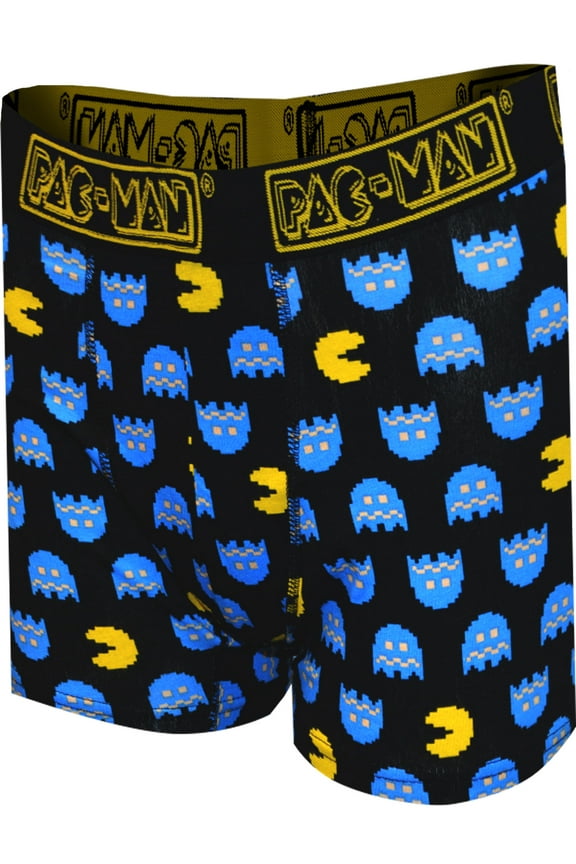 Mens Pacman and Ghosts Black Boxer Briefs (Large)