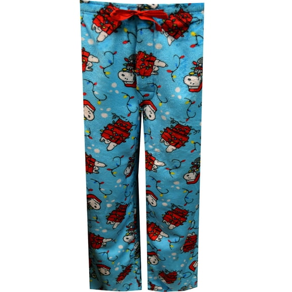 MJC Mens Peanuts Snoopy Light Blue Plush Christmas Lounge Pant