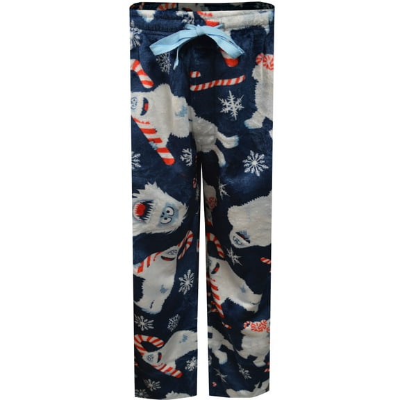 MJC Mens Rudolph The Red-Nosed Reindeer Bumble Candy Cane Plush Lounge Pants (Medium)