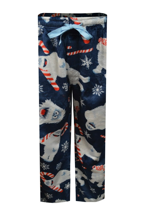 Mens Rudolph The Red-Nosed Reindeer Bumble Candy Cane Plush Lounge Pants (Medium)