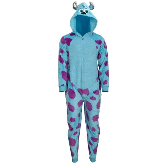 MJC Monsters Inc. Sulley Fleece Zip Up Jumpsuit Adult Halloween Costume Cosplay One Piece Union Suit Officially Licensed