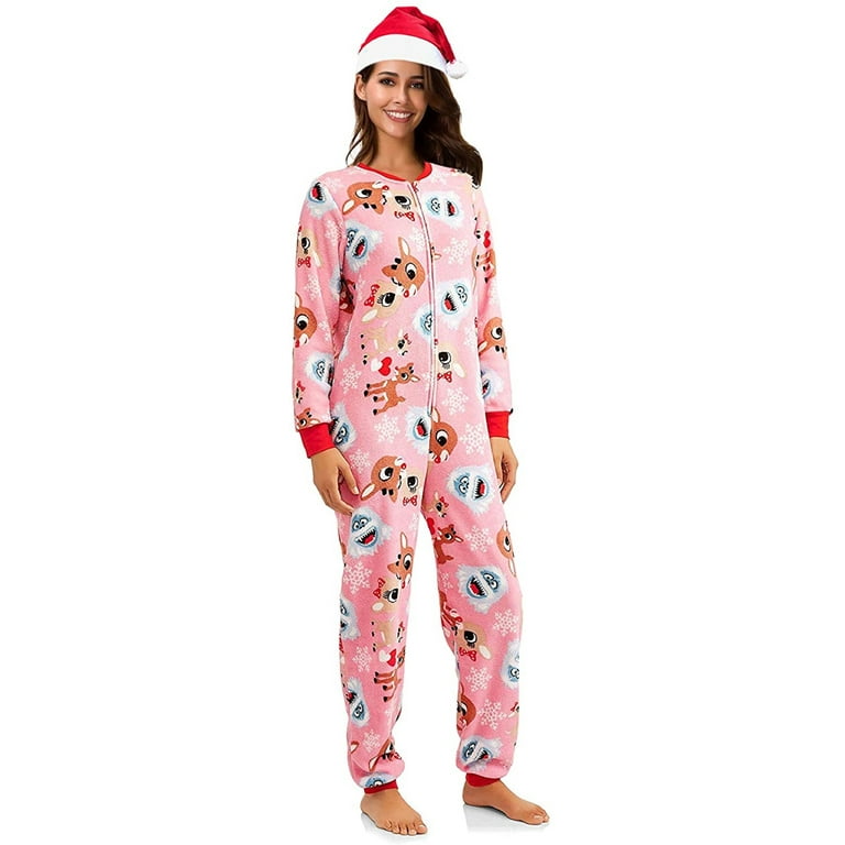 Macy's, Intimates & Sleepwear, Macys Family Christmas Footie Pajamas  Womens Size Small Red Reindeer