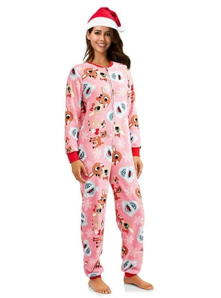 Prestigez Christmas Men's Union Suit Zip-Up Onesie Pajama, Pink Bunny,  Yeti, or Moose