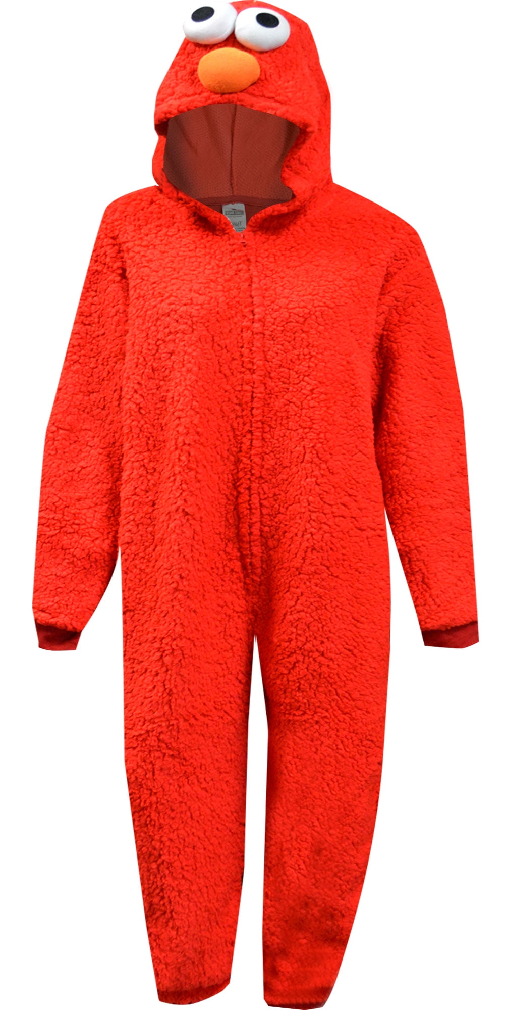 MJC Women's Sesame Street Elmo Plush Sherpa Hooded Onesie Adult Pajamas