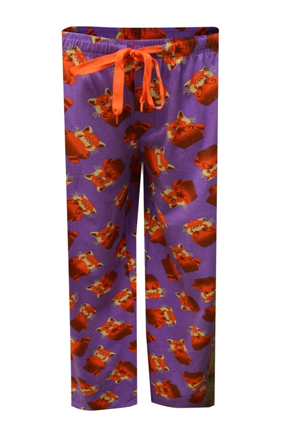 Womens Disney Pixar Turning Red Panda Cotton Purple Lounge Pants (Small)