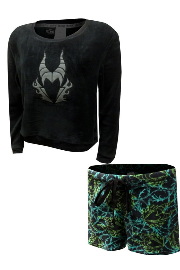 Womens Disney Sleeping Beauty Maleficent Plush Shortie Pajama Set (Small)
