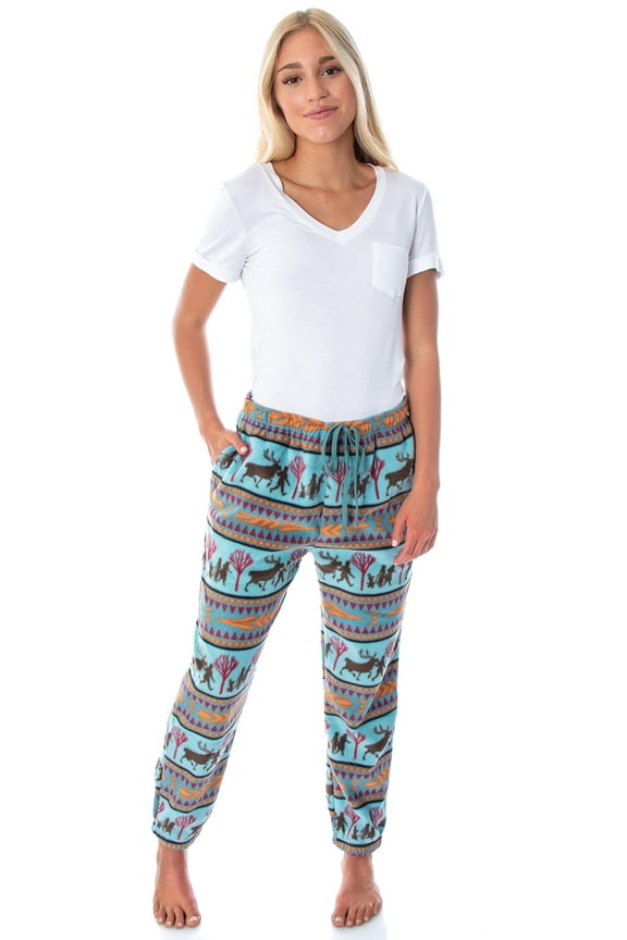 Disney Frozen II Women's Autumnal Fair Isle Fleece Joggers Sleep Pajama Lounge Pants