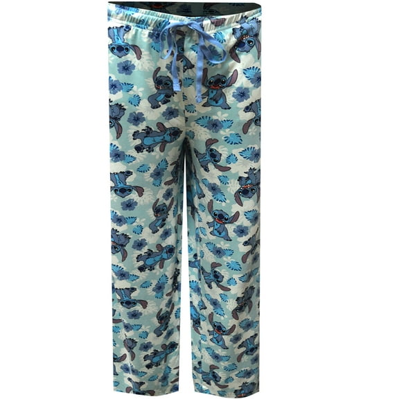 MJC Womens Disney's Lilo and Stitch Blue Hibiscus Ladies Lounge Pants (Medium)