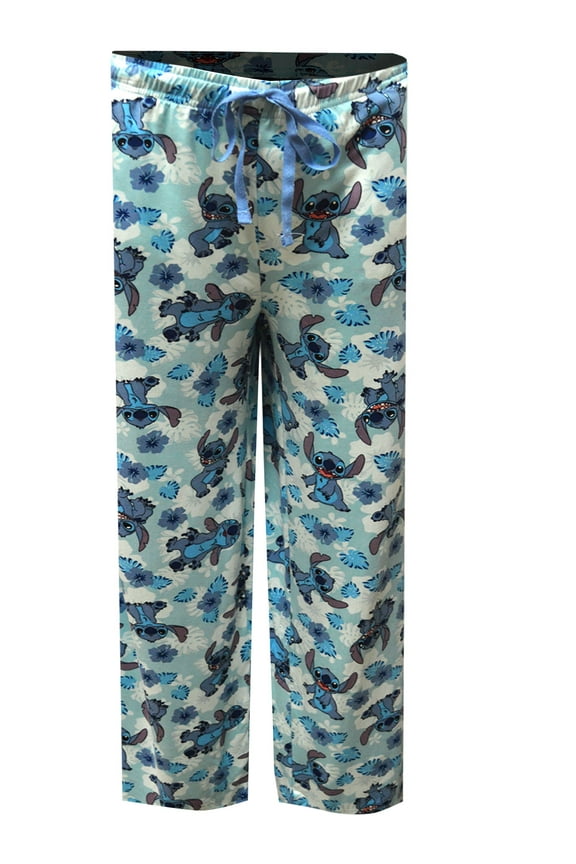 Womens Disney's Lilo and Stitch Blue Hibiscus Ladies Lounge Pants (Medium)